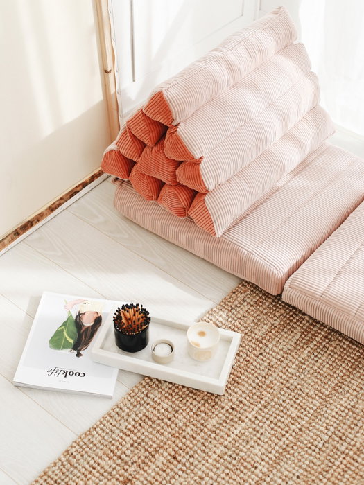 Atelier Del Sofa Keyf Katlanan - Cojín de Terciopelo Rosa, Lujo y Comodidad para tu Hogar, 55x60x55 cm
